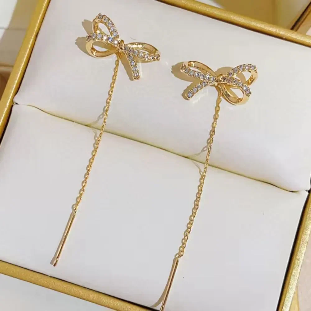✨️ Elegent Bowknot Long Tassel Linear Earrings